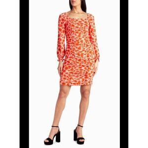 Nicole Miller Floral Dress Women 4 Pink Preppy Ruched Chiffon NEW Coquette Fairy